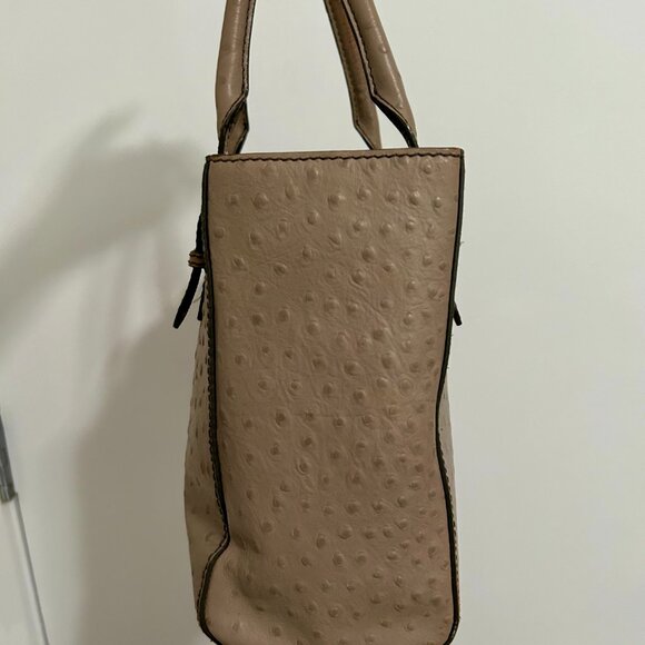 Kate Spade Ostrich Print Beige Leather Wellesley Quinn Bag - Picture 3 of 16